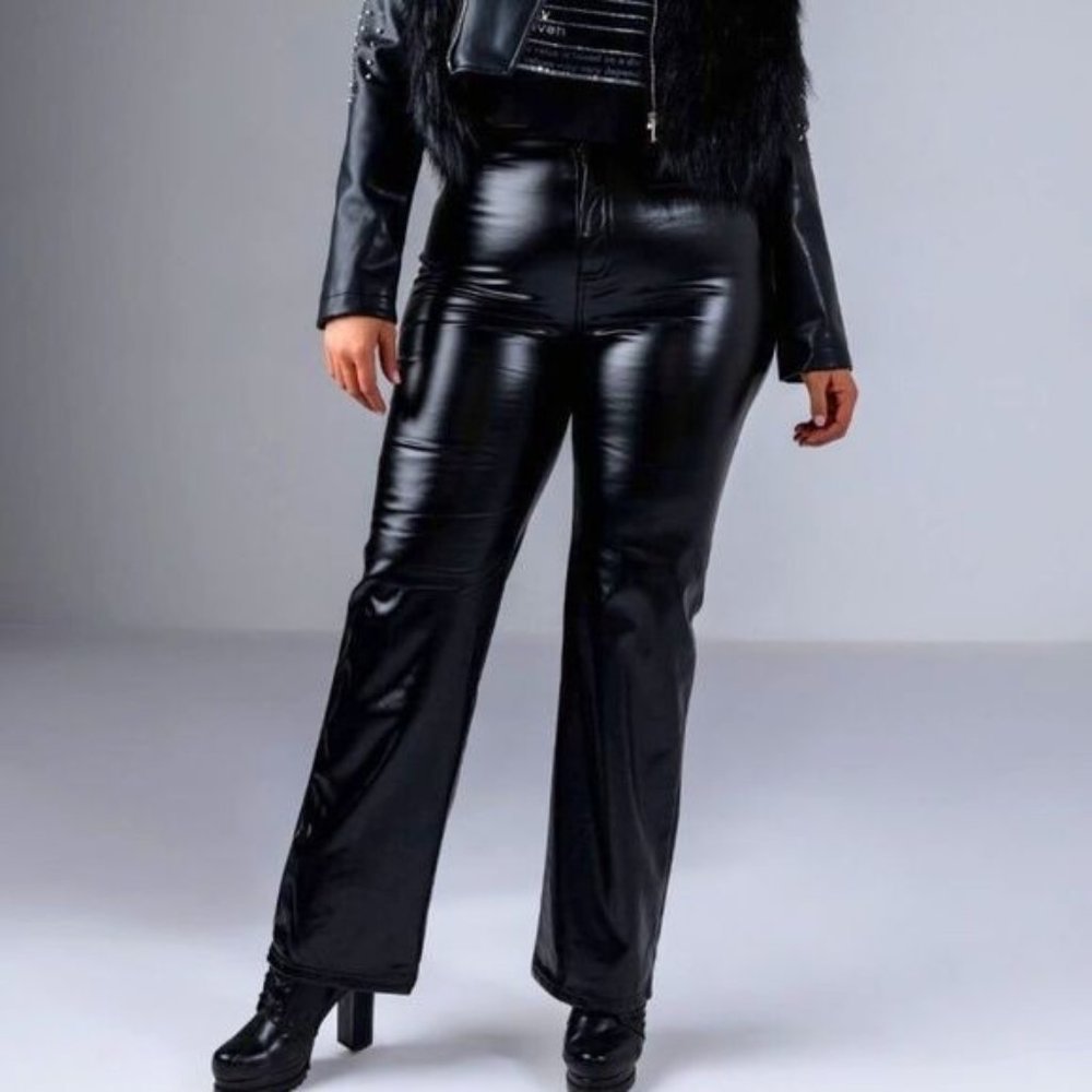 Miz Boot Cut Vegan Leather High Rise Stretch Pants 7 9 11 13 - Picture 14 of 14